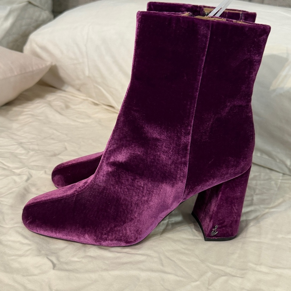 Sam Edelman Deep Orchid Velvet Boots